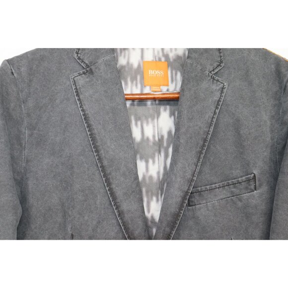 Hugo Boss Mens Blazer Sz 42R Charcoal Gray Cotton Blend Old Money Preppy Career - Picture 5 of 13
